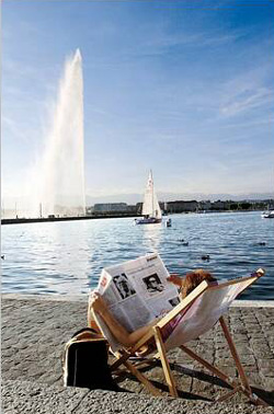 Женева. Вид на фонтан Jet d'eau. Фото: Samuel