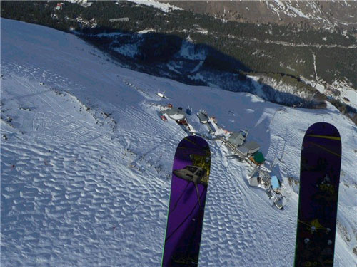 Чегетские бугры и кафе Ай, вид сверху