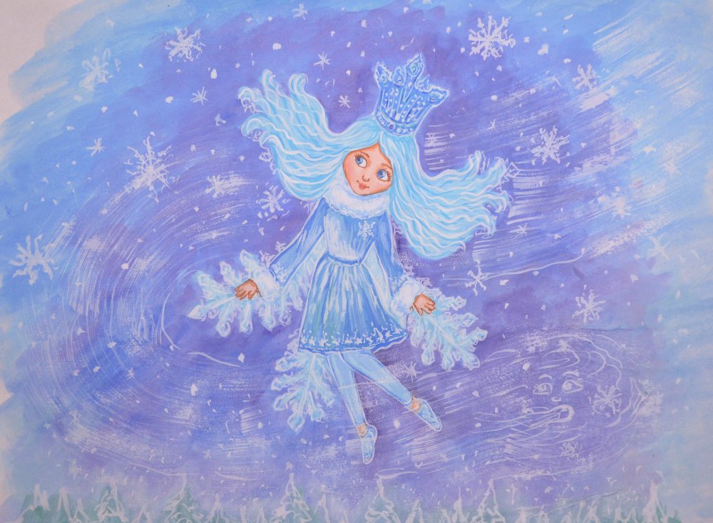 Рисунок девочка снежинка